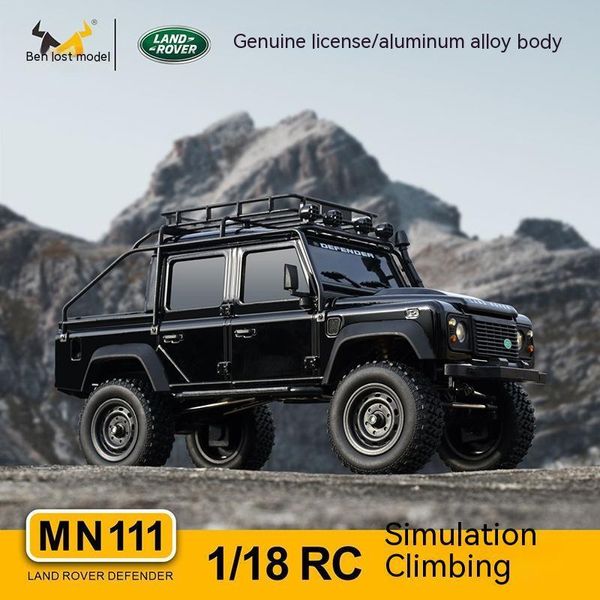 Diecast Model Mn111 Rc Car D90 D110 Kit Versión 1 18 4wd Juguetes de escalada 180 Motor Led Light Portal Axle Aluminio Cuerpo shell Control remoto 230818