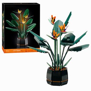 Diecast Model Moc Bouquet Bird of Paradise block flower Orchid Potted Building Blocks FIT for 10289 Romantic Kit Assembly Bricks Toy girl gift 230705