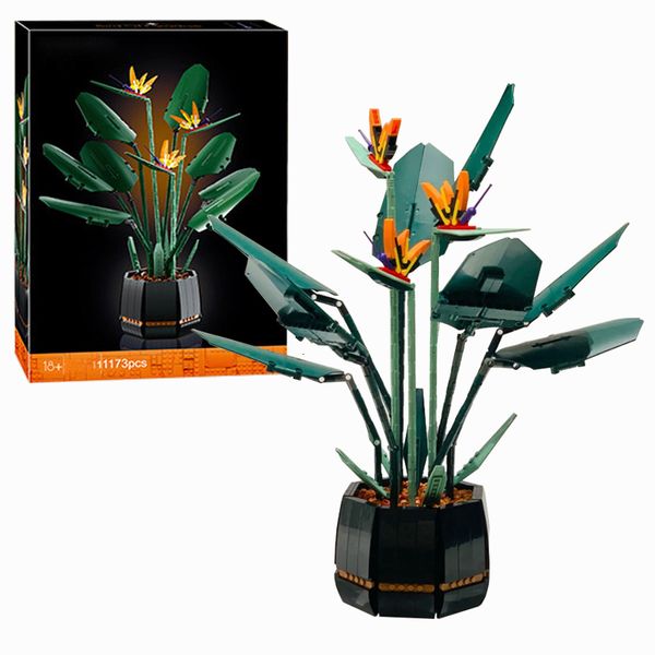 Modèle moulé sous pression Moc Bouquet Bird of Paradise bloc fleur Orchidée Blocs de construction en pot FIT pour 10289 Romantique Kit Assemblage Briques Jouet fille cadeau 230705