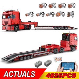 Diecast Model MouldKing 19005 Tractor Truck En LOWBOY Trailer compatibel met Lucio's High tech Power Bouwstenen Kinderen Speelgoed 230731