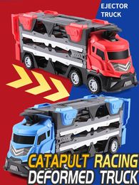 Diecast Model Multi track Vervorming Uitwerpen Grote Vrachtwagen Opvouwbare kinderen Speelgoed Auto Legering Track Racing Opslag Container 231030