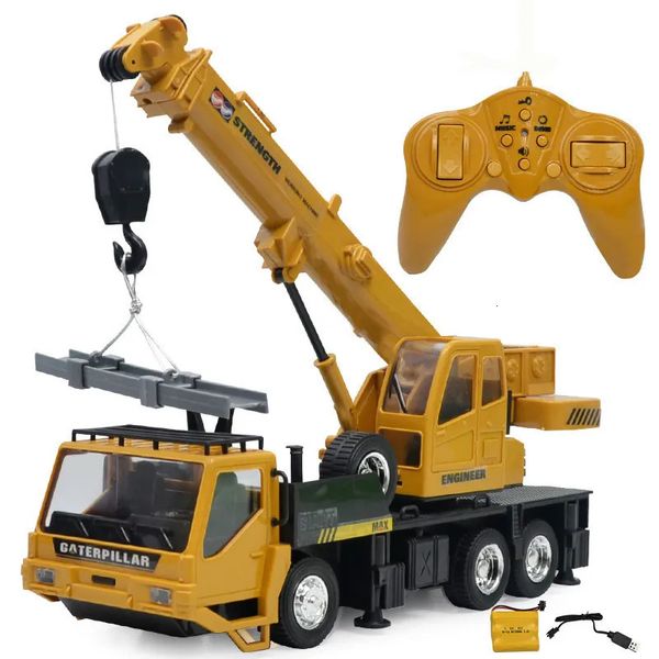 Modèle moulé sous pression RC grue camion ingénierie voiture jouets pour enfants garçons anniversaire cadeau de noël télécommande Derrick ascenseur de fret 231110