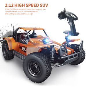 Diecast model afstandsbedieningsauto 1 12 2 4G High Speed ​​Truck 35 km H 4WD off -road voertuig speelgoed met LED -verlichting voor kinderen Volwassenen 230818