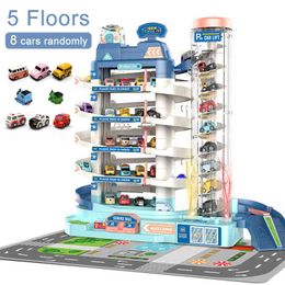 Diecast model s Elektrische parkeergebouw Racing Rail Car Trein Train Track Track Track Track Track Track Track Track Track Track Track Track Track speelgoed voor kinderen Geschenken Mechanisch avontuur Brain Table Game 0915