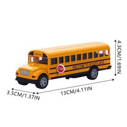 Modèle moulé sous pression Bus scolaire enfants voiture Simulation véhicule tout-terrain retirer décoration ornements Collection jouets pour 231124