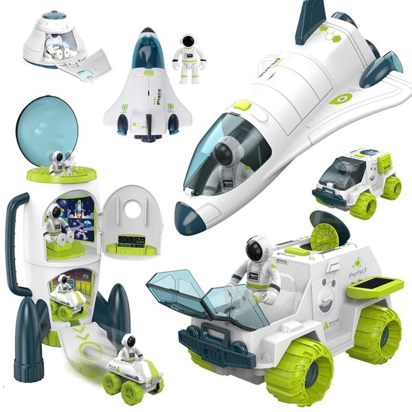 Modèle moulé sous pression fusée spatiale jouet astronaute acousto optique vaisseau spatial jouets modèle de voiture navette Station Aviation série Montessori pour garçons cadeau 230105