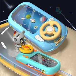 Modelo fundido a presión Volante Conducción Juguete Coche de carreras Juego de aventuras electrónico Vehículos de simulación para niños con sonido musical para niños Regalo para bebés 230309