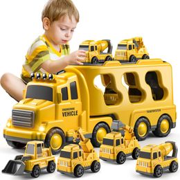 Diecast model Truck speelgoed engineering Voertuigen Excavator Bulldozer Sets educatief voor Toddler Kids cadeau 230821