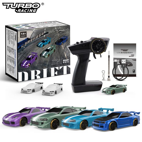 Modèle moulé sous pression Turbo Racing C61 C62 C63 C64 1 76 2 4GHZ RC Drift Car Type C avec Gyro P21 SVC 4CH Télécommande RTR Kit Full Proportional Gift 230818