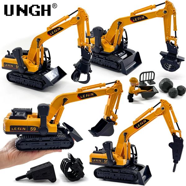 Modèle Diecast ungh 1 26 Simulation Diecast Dring Excavator Crane Car Models Inertial Tamin For Children Kids Boy Engineering Vehicle Toys Game 231208