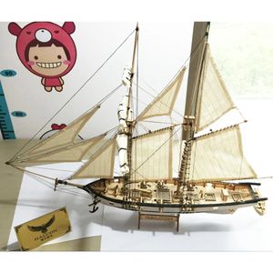 Version moulée sous pression Kits de construction de maquettes de navires anciens Halcon 1840 CNC canons en laiton luxueux voilier Instruction en anglais 231204