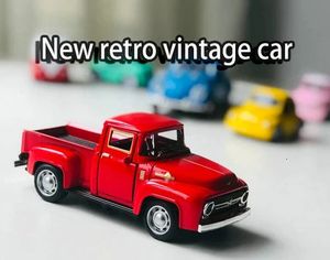 Modèle moulé sous pression voiture Vintage camion rouge jouet alliage pick-up enfants cadeau d'anniversaire de noël 231021