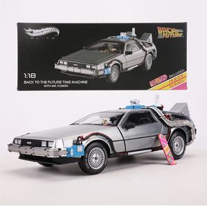 Diecast Model Wheels 118 Scale DeLorean DMC 12 Back To The Future Time Machine Mr.Fusion Toy Vehicle Car 231027