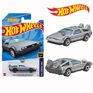 Modèle moulé sous pression Roues Delorean Retour vers le futur Time Machine Pneus en caoutchouc Alliage Voiture Toy Collector 1 64 Collection limitée 230518