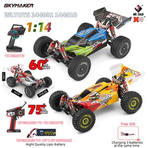 Diecast model wltoys 144001 144010 borstelloos 1 14 2 4G RC CAR 4WD elektrische hoge snelheid off -road afstandsbediening racen drift 1 14 speelgoed cadeau 230818