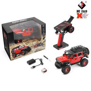 Diecast model WLTOYS 2428 1 24 MINI RC CAR 2 4G met LED -verlichting 4WD Off Road Voertuig afstandsbediening Mechanische vrachtwagen speelgoed 230818