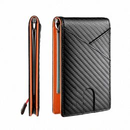 Dienqi koolhydraatvezel rfid slanke kaart luxe portemonnee mey tas heren portemonnee bifold billfold e0st#