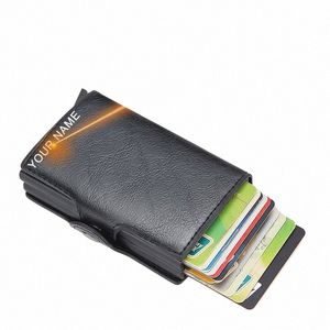 Dienqi portefeuille de cartes en Fiber de carbone gravé minimaliste Fi persalize personnalisé hommes portefeuille en cuir cadeaux portefeuille Compact pour hommes 9605 #
