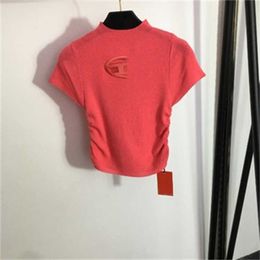 Tops de punto Camiseta de diseñador Ropa de mujer de lujo Diseño de corte sexy Camiseta de manga corta con cuello redondo informal Moda Camisetas al aire libre Ropa de mujer 0912