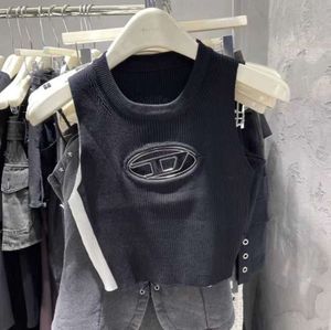 DIESEL TANCA DE TANTA DE TIEMPLO THOCHS DE MUJERES DE MUJER Cropa Y2K Tops Letra Tshirt O Neck manga corta Tees Mujeres ropa sólida Baic Azul A