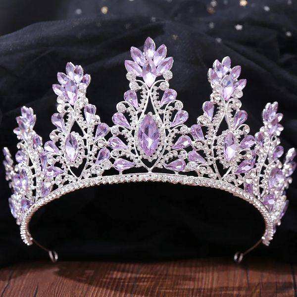 DIEZI Baroque violet rouge bleu vert cristal diadème couronne de mariage cheveux bijoux reine mariée mariée couronne cheveux accessoires 240110