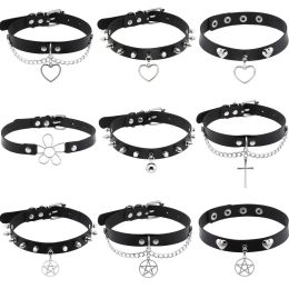 Diezi gepersonaliseerde mannen zwarte pu lederen choker ketting gotische kraag ketting koord?