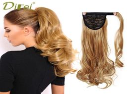 DIFEI Extensions de cheveux synthétiques longues et ondulées avec queue de cheval à clipser sur un morceau de cheveux synthétiques pour humains 62093133599939