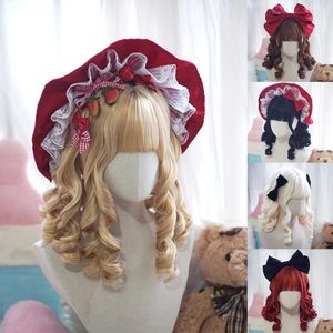 DIFEI-pelo sintético rizado romano de Lolita con flequillo, peluca de Anime roja dorada, Oberl, fiesta de mujer, Cosplay 240110
