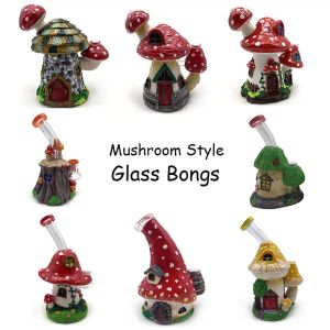 Différents styles de champignons narguilés mini mignon petite huile Dab plates-formes Uniqe bécher en verre Bongs pomme de douche Perc percolateur oeil artisanat eau LL