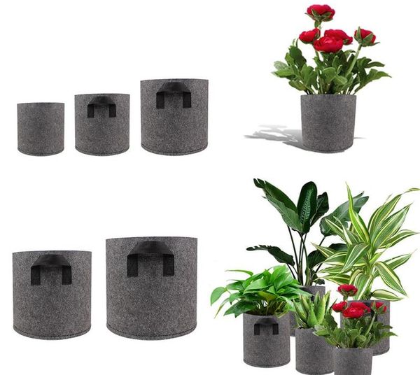 Différentes tailles feutre sac de plante verte non-tissé jardin légumes fleur sac de plantation seau de pomme de terre tissu Pots pochette racine conteneur respirant