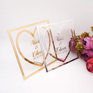 Verschillende stijl aangepaste bruidstekens naam datum acryl spiegel frame woord bord feestje decor met nagel gunst cadeau ronde hart