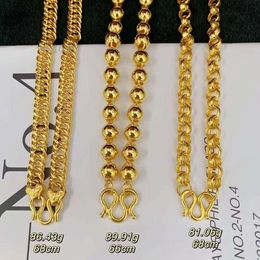 Collar de cadena de oro puro de color amarillo con diferentes diseños de estilos