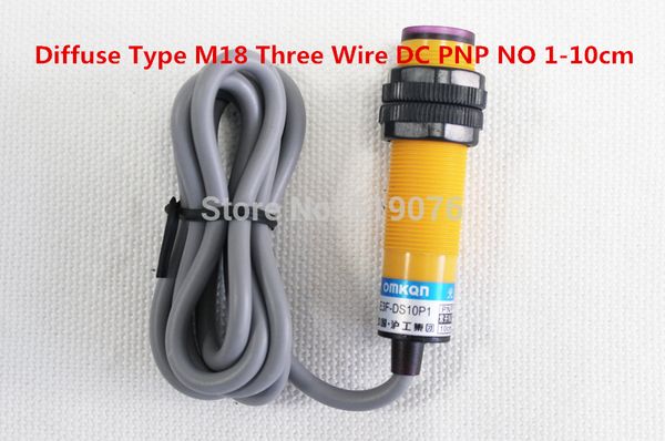 Envío libre tipo difuso M18 de tres cables DC PNP NO1-10cm Distancia de detección Sensor fotoeléctrico Sensor óptico E3F-DS10P1