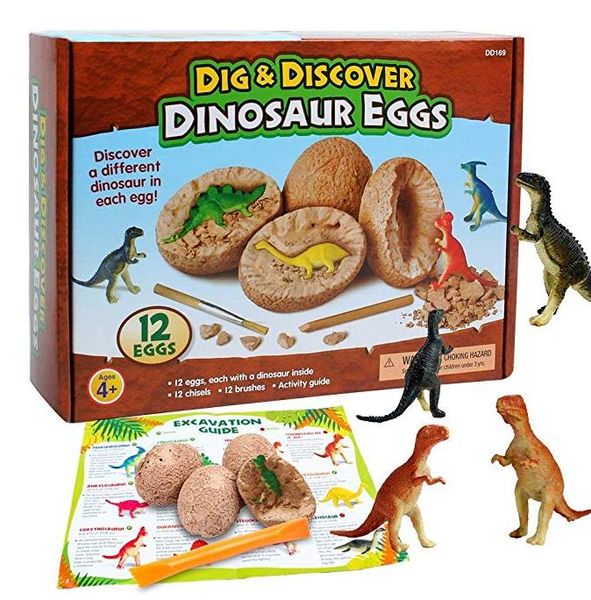 Dig Discover Dino Egg Excavation Kit de juguete Unique Dinosaur Eggs Easter Archaeology Science Gift Dinosaur Party Favors para niños Boy Girl