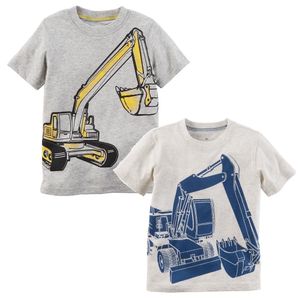 Digger Baby Boy T-shirts Dessin animé Enfants Tee-shirts Nouveau-né T-shirt Été Manches courtes Bebe Top 100% coton 6 9 12 18 24 mois 210413