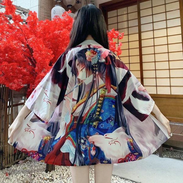 Digit Print Loose Kimono Femmes Blouse Vintage Cardigans 2021 Style chinois Beachwear Chemise Tops avec ceinture (M0230) Maillots de bain pour femmes