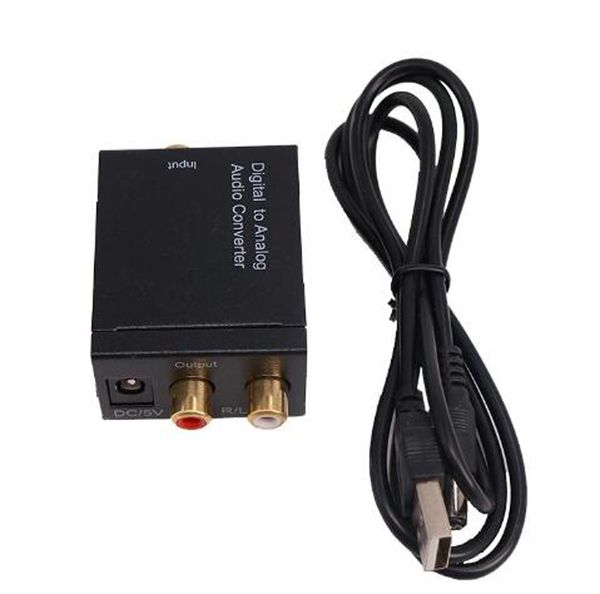 Adaptador digital Óptico Coaxial RCA Señal Toslink a Adaptador convertidor de audio analógico Cable de carga USB Con caja de paquete minorista para línea de audio de fibra óptica OD2.2