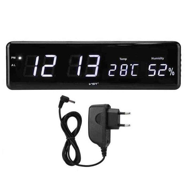 Réveil numérique 3 alarmes LED horloge temps température humidité affichage horloge de table avec prise UE pour la décoration du salon 211111