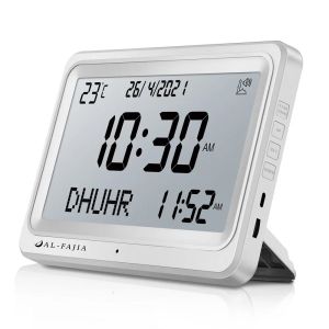 Reloj de alarma digital 8 sonidos al-fajia escritorio de pantalla LCD más grande calendario Azan calendario de oración musulmana