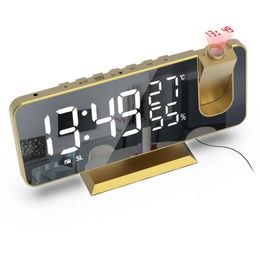 Proyección de reloj de alarma digital Pantalla de tiempo de noche multifunción con temperatura y espejo de humedad 240506