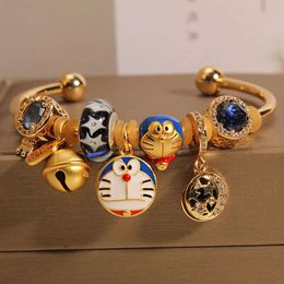 Pan style familial sargent bleu gros bracelet ouvert femme minorité lumière luxe senior sens dessin animé robot chat bracelet à bricoler soi-même