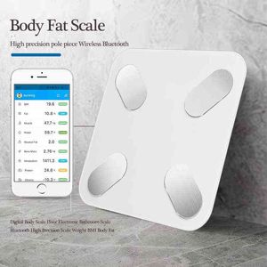 Báscula de cuerpo digital Báscula de baño electrónica de piso Báscula de alta precisión de Bluetooth BMI Analizador de masa muscular de grasa corporal Negro H1229