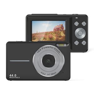 Digitale camera, FHD 1080p Kids Camera 44MP Point en schiet digitale camera's met 32 ​​GB SD -kaart, 16x zoom, twee batterijen, compacte kleine camera