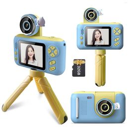 Digitale camera's 1080P Kindercamera 40MP 2,4-inch IPS-scherm 180° draaibare lens met draagriem 32G-kaart Statief Verjaardag Kerstcadeau