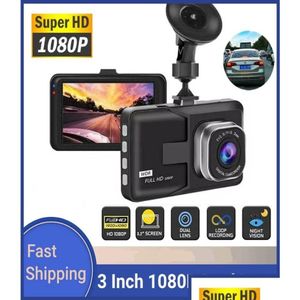 Digitale camera's 3 inch 1080P Auto DVR-camera met dubbele lens Videorecorder Cyclusopnamerecorders Nachtzicht Groothoek Dashcam Regis Otj9R