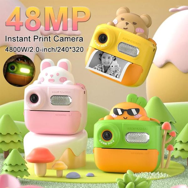 Cámaras digitales 48MP Cámara de impresión instantánea 2 pulgadas Pantalla IPS Niño 1080P Video para niños con papel para niñas Niños Viajes