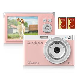 Cámaras digitales Andoer 4K Cámara Videocámara 50MP 2.88 "Pantalla IPS AF Face Detact Smile Capture Flash incorporado con 2pcs Baterías 221117