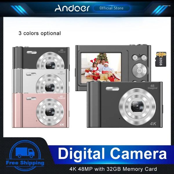 Cámaras digitales Cámara Andoer 4K 48MP Video Vidocord Focus Auto Focus 16x Zoom Anti-Shake Face Detect Captura de sonrisa Flash incorporada