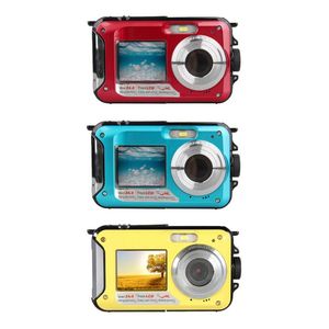 Digitale camera's Dual scherm onderwatercamera selfie videorecorder waterdichte anti-shake 1080p FHD 2,4MP ondersteuning TF-kaart 32 GB 16x zoomdigit