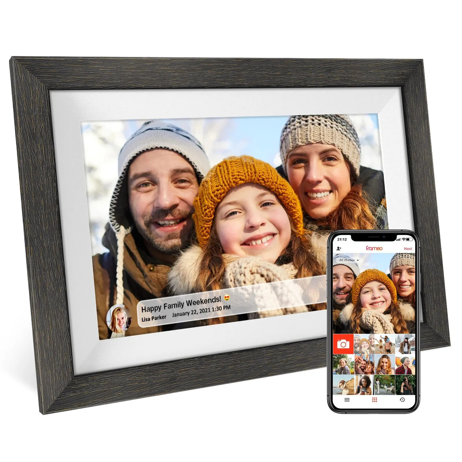 Digital Cameras Frameo 32GB Memory 101 Inch Smart Picture Frame Wood WiFi IPS HD 1080P Electronic Po Touch Screen 231101
